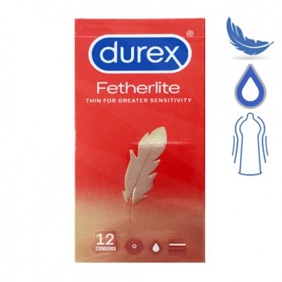 Bao cao su Durex Fetherlite chính hãng siêu mỏng ôm khít tăng khoái cảm với kiểu dáng Easy On hộp 12 cái
