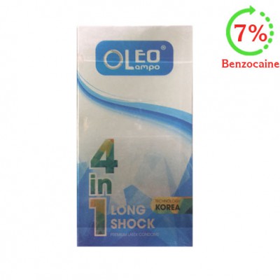 Bao cao su Oleo Lampro Long Shock 4 in 1 gân gai - kéo dài thời gian với 7% benzocaine