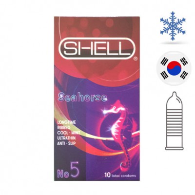 Bao cao su Shell Seahorse hộp 10 cái có gân - mát lạnh bạc hà.