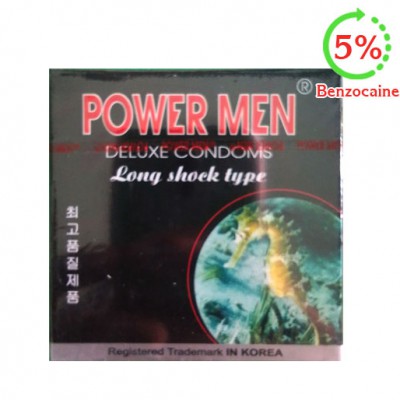 Powermen cá ngựa Long Shock type 489 điểm nổi - 6 gân chìm - kéo dài thời gian 5% benzocaine hộp 03 cái